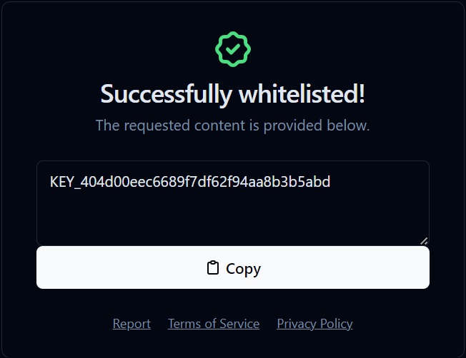 Successfully Whitelisted Delta Key System
