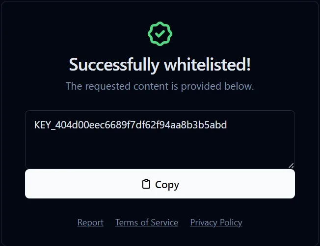 Successfully Whitelisted Delta Key System